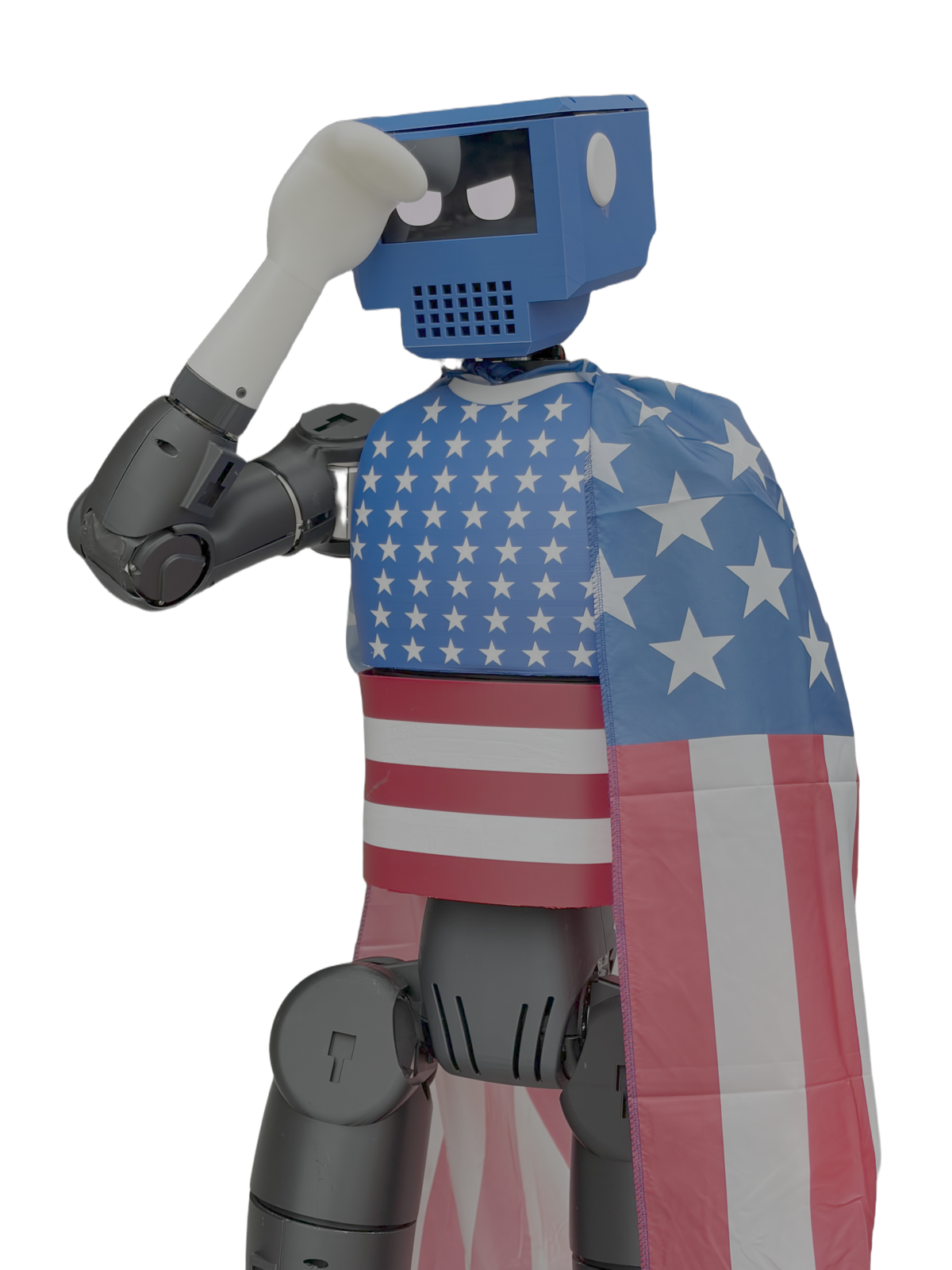 Lt. America robot saluting in an American flag costume